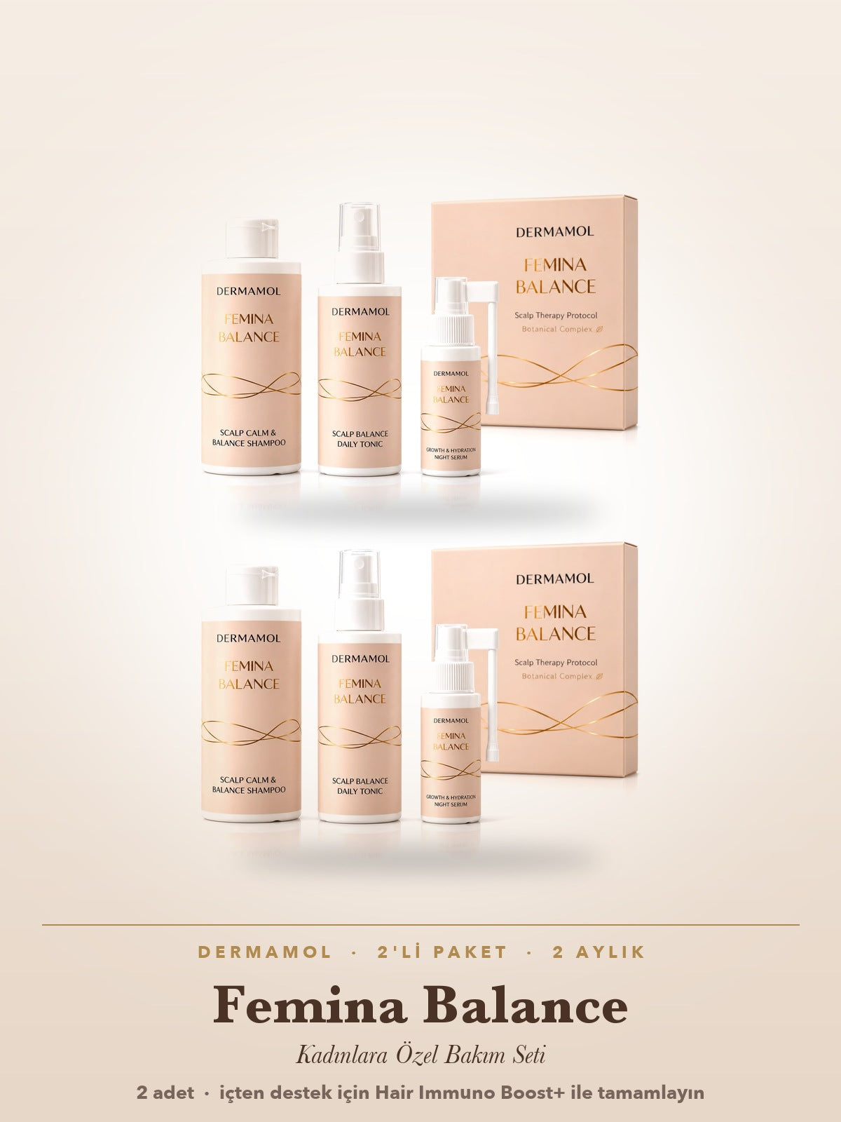 Dermamol Femina Balance Kadın Saç Bakım Seti 2'li Paket (2 Aylık)