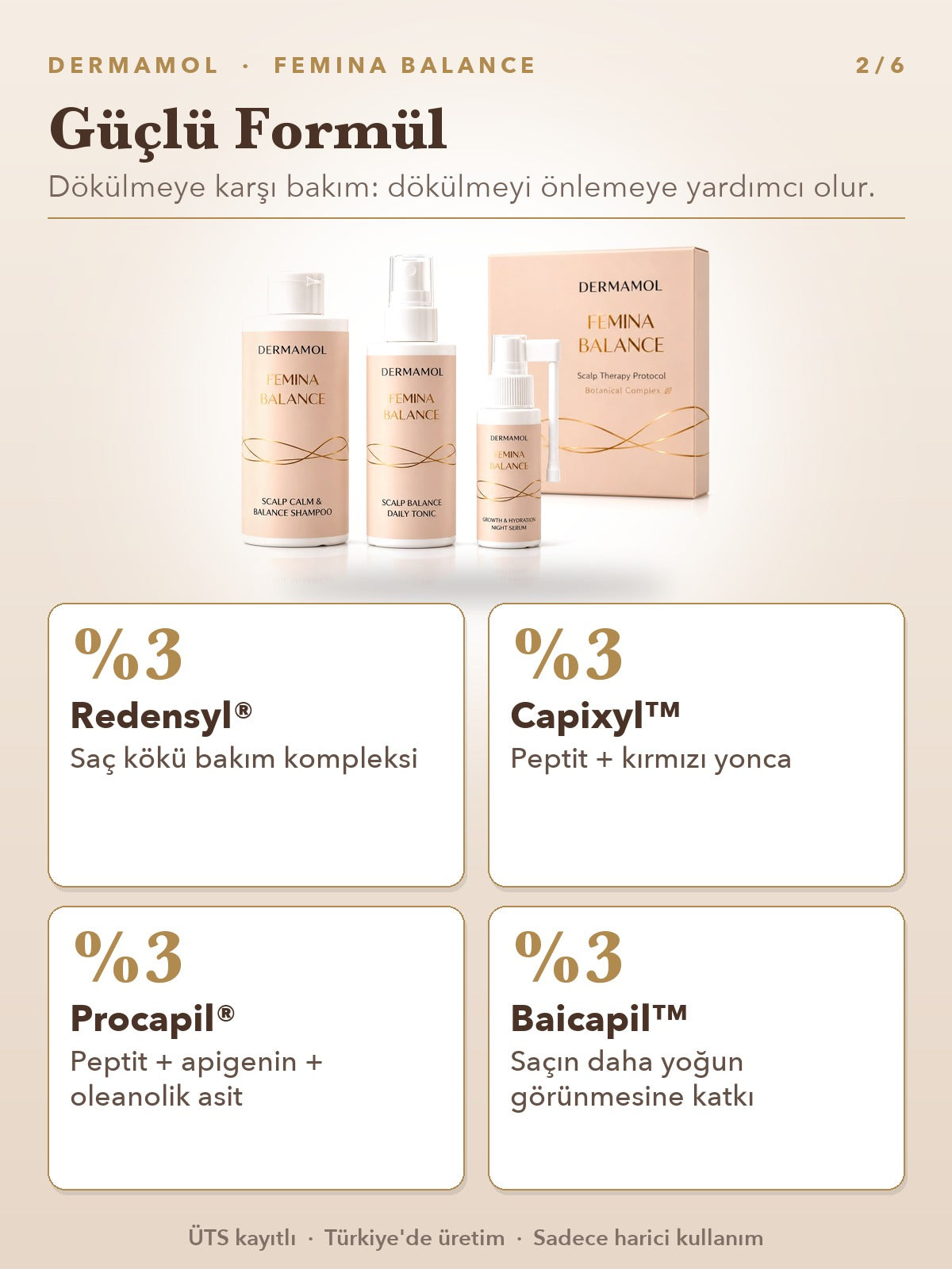Dermamol Femina Balance Kadın Saç Bakım Seti 3'li Paket (3 Aylık)