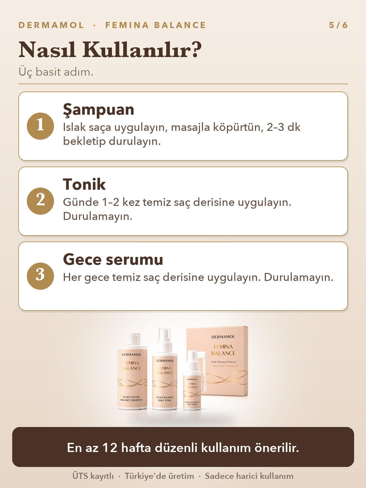 Dermamol Femina Balance Kadın Saç Bakım Seti 3'li Paket (3 Aylık)
