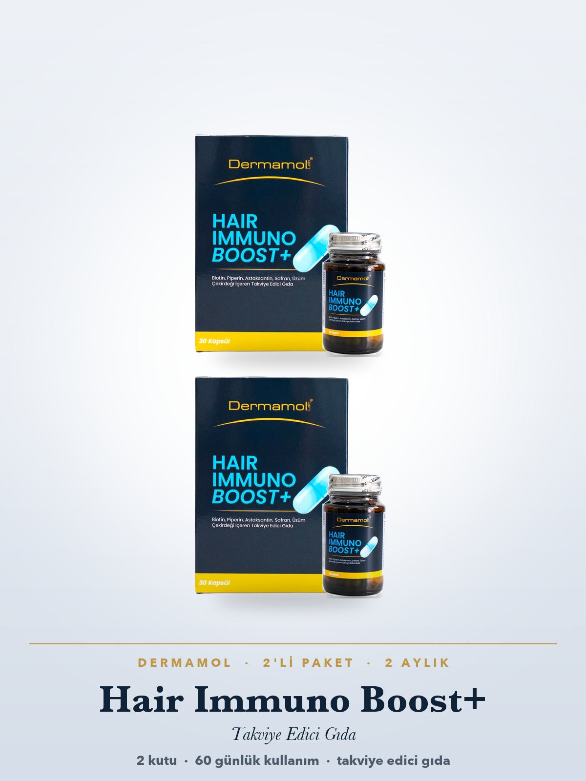 Hair Immuno Boost+ Takviye Edici Gıda 30 Kapsül 2'li Paket (2 Aylık)