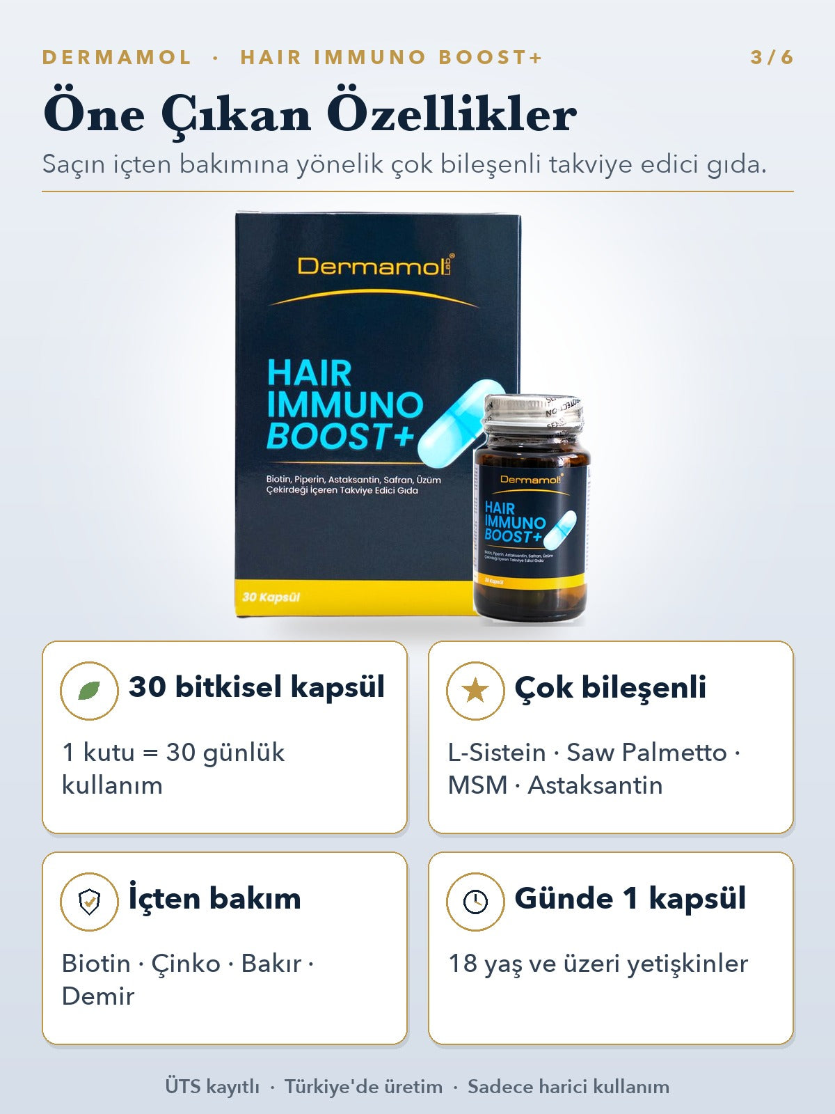 Hair Immuno Boost+ Takviye Edici Gıda 30 Kapsül 2'li Paket (2 Aylık)