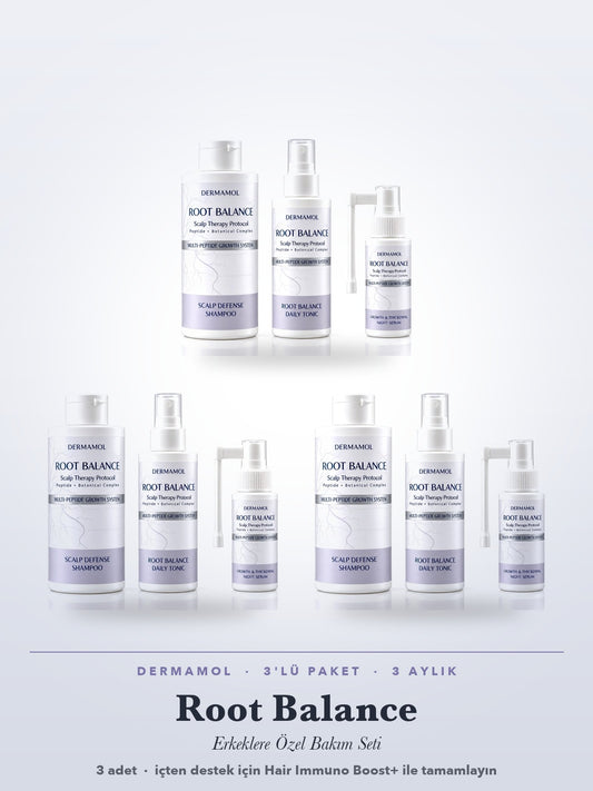 Dermamol Root Balance Erkek Saç Bakım Seti 3'li Paket (3 Aylık)