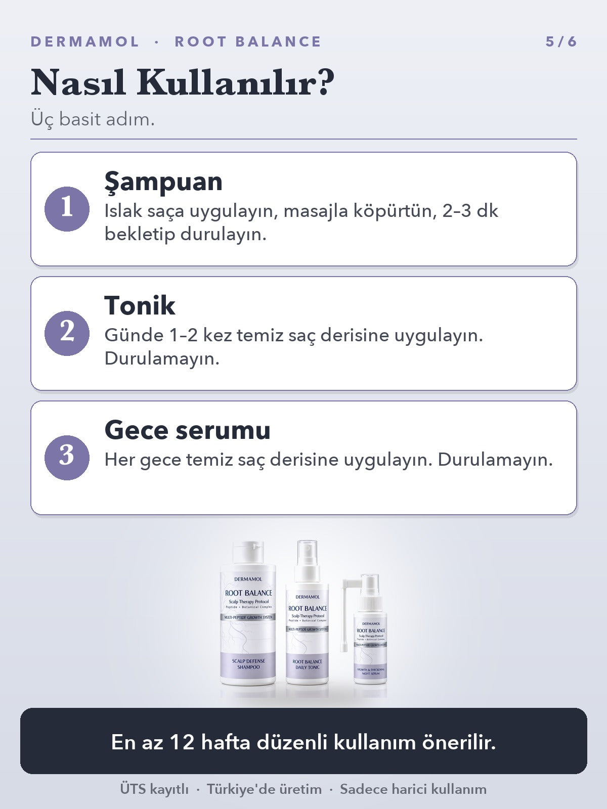 Dermamol Root Balance Erkek Saç Bakım Seti 3'li Paket (3 Aylık)