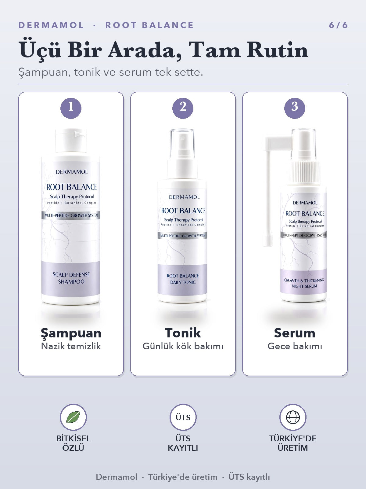 Dermamol Root Balance Erkek Saç Bakım Seti 3'li Paket (3 Aylık)
