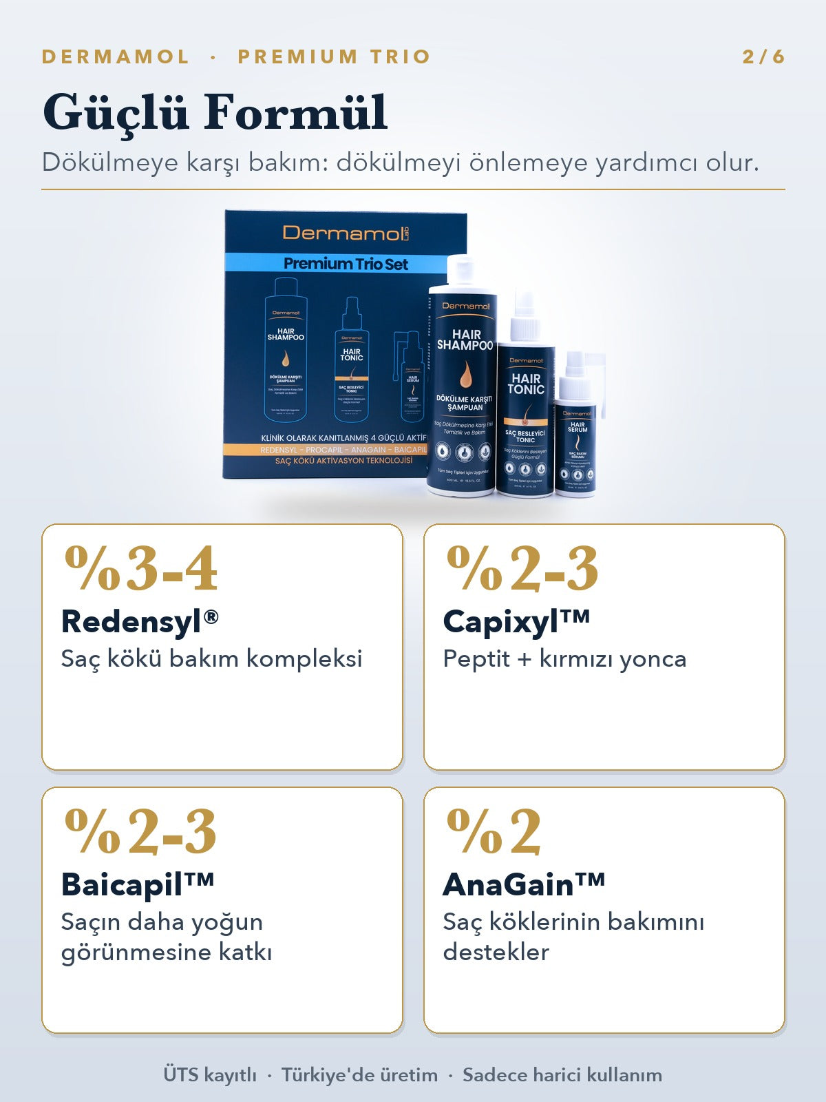 Dermamol Premium Trio Saç Bakım Seti 2'li Paket (2 Aylık)