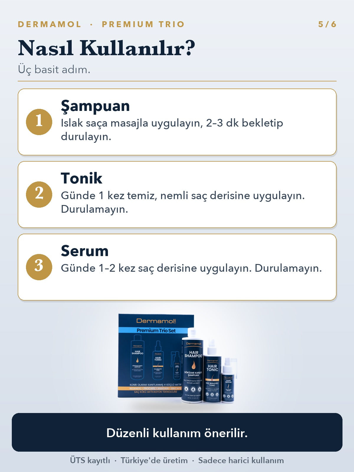 Dermamol Premium Trio Saç Bakım Seti 2'li Paket (2 Aylık)