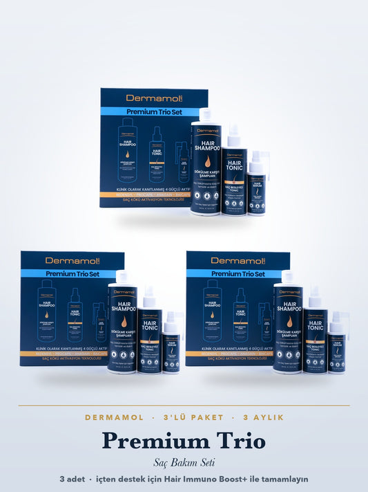 Dermamol Premium Trio Saç Bakım Seti 3'li Paket (3 Aylık)