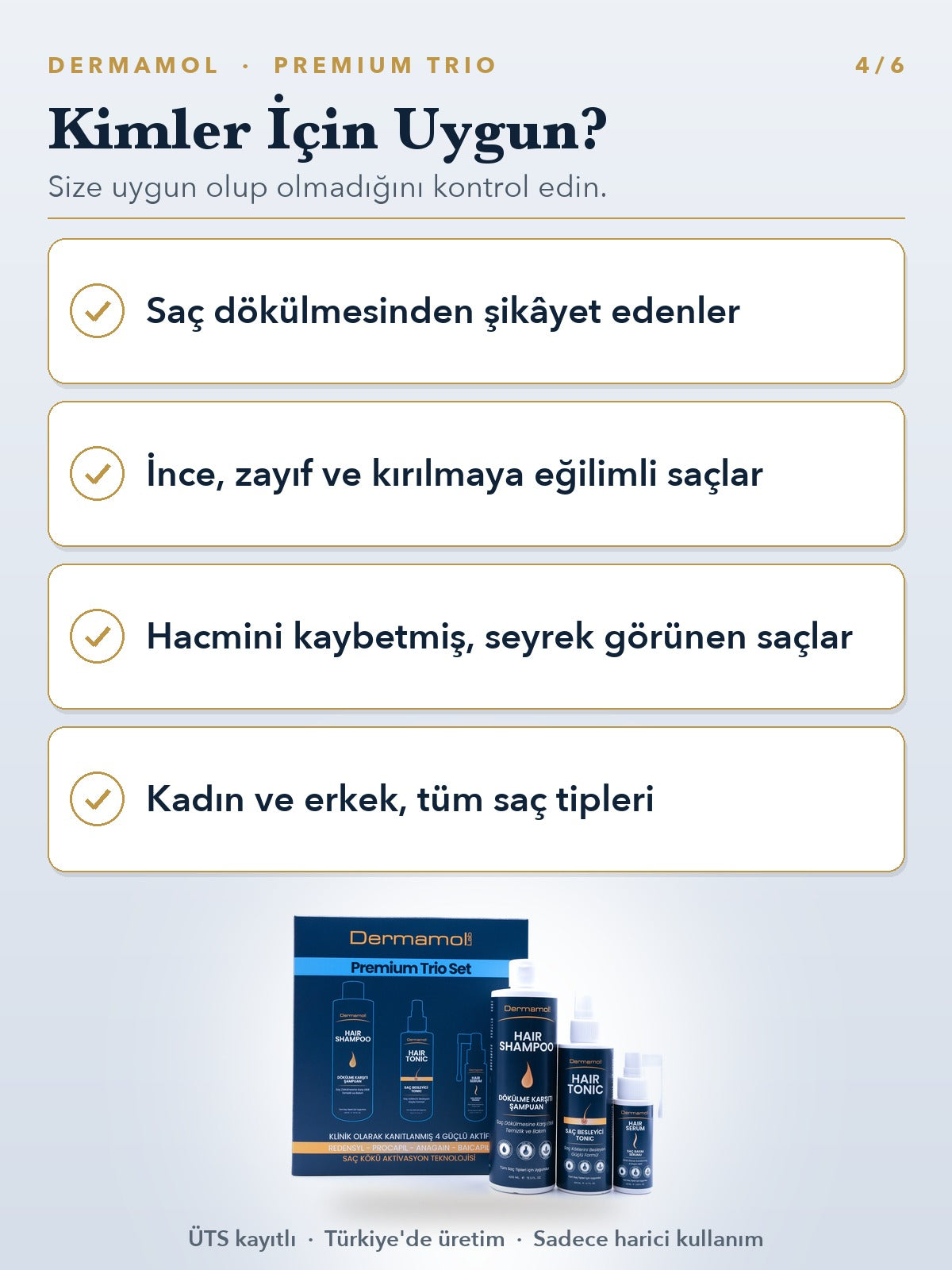 Dermamol Premium Trio Saç Bakım Seti 3'li Paket (3 Aylık)