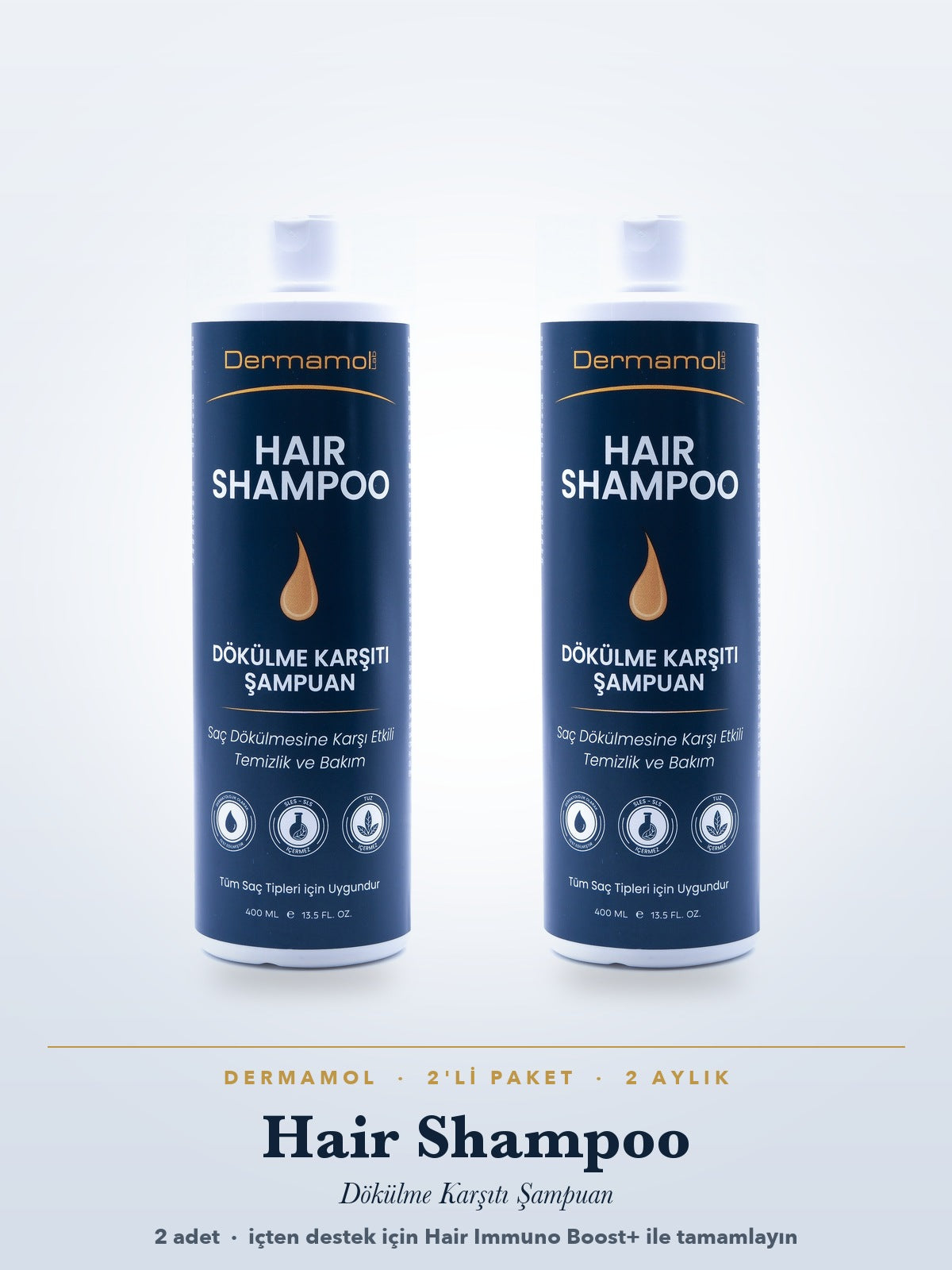 Hair Shampoo Dökülme Karşıtı Şampuan 400 ml 2'li Paket (2 Aylık)