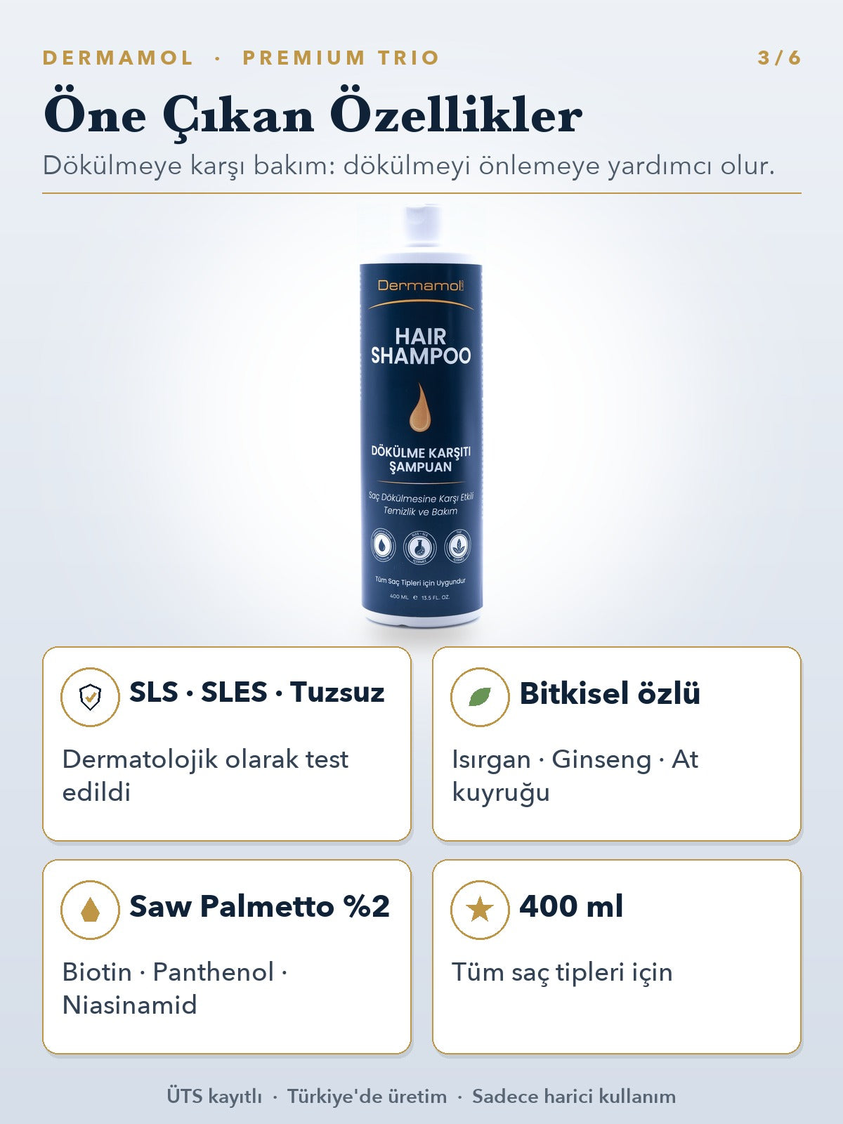 Hair Shampoo Dökülme Karşıtı Şampuan 400 ml 2'li Paket (2 Aylık)