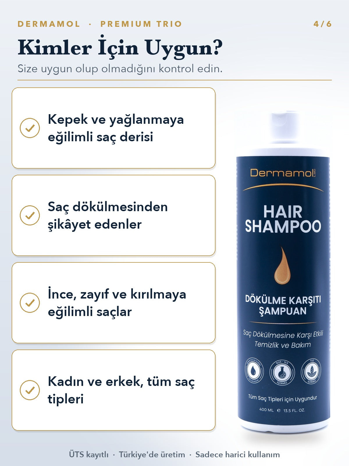 Hair Shampoo Dökülme Karşıtı Şampuan 400 ml 2'li Paket (2 Aylık)