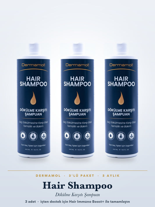 Hair Shampoo Dökülme Karşıtı Şampuan 400 ml 3'li Paket (3 Aylık)
