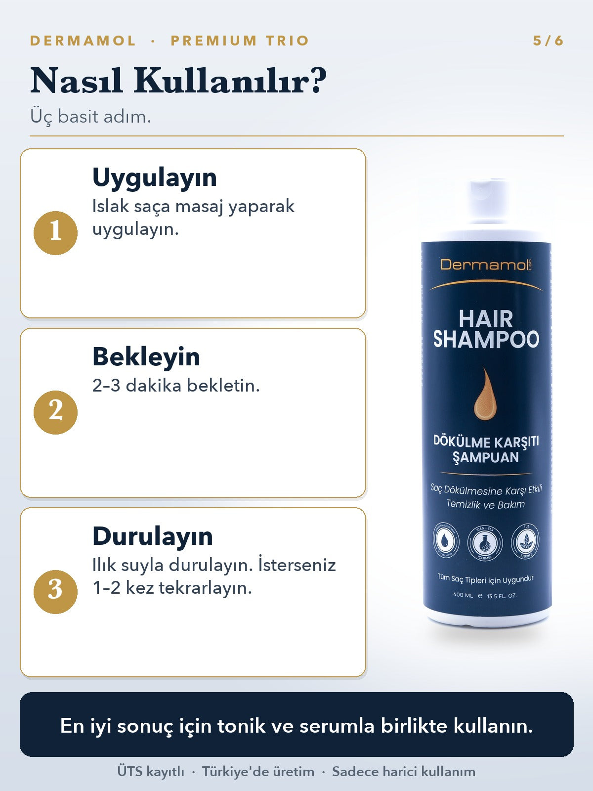 Hair Shampoo Dökülme Karşıtı Şampuan 400 ml 3'li Paket (3 Aylık)