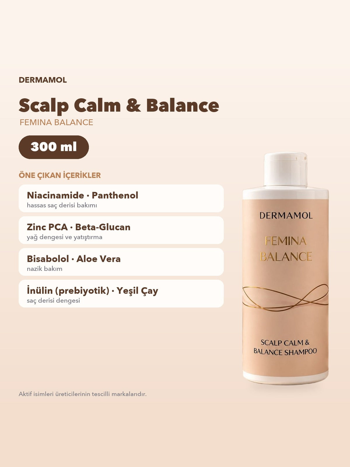 Dermamol Femina Balance Scalp Calm & Balance Şampuan 300 ml Kadınlar İçin Hassas Saç Derisi
