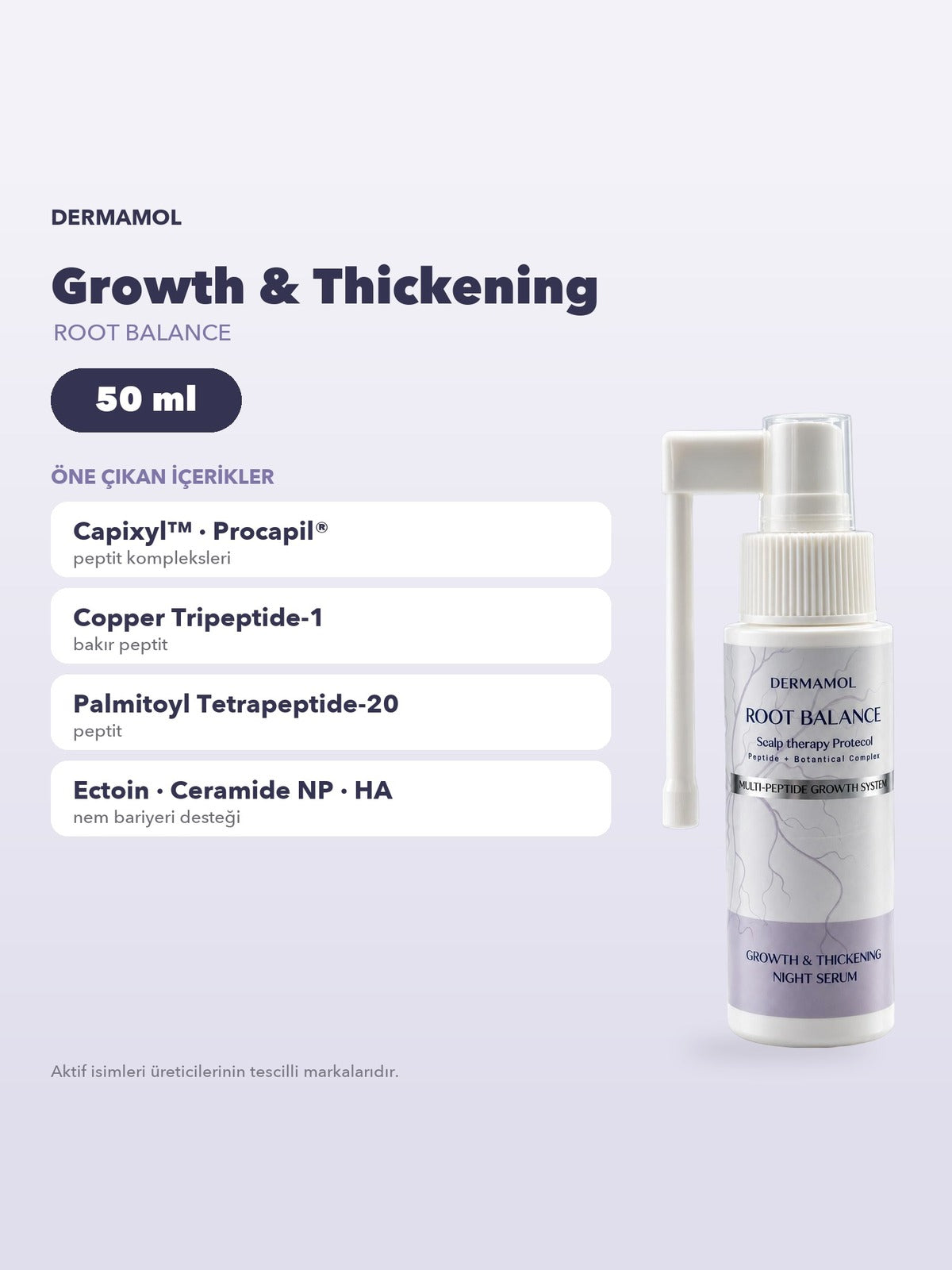 Dermamol Root Balance Growth & Thickening Gece Saç Serumu 50 ml Capixyl Procapil Peptit