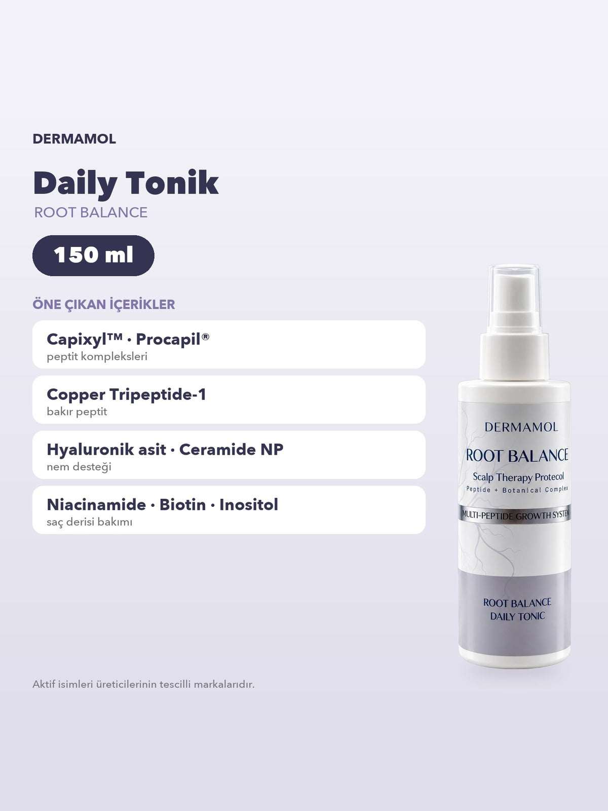Dermamol Root Balance Daily Saç Toniği 150 ml Capixyl Procapil Bakır Peptit Hyaluronik Asit