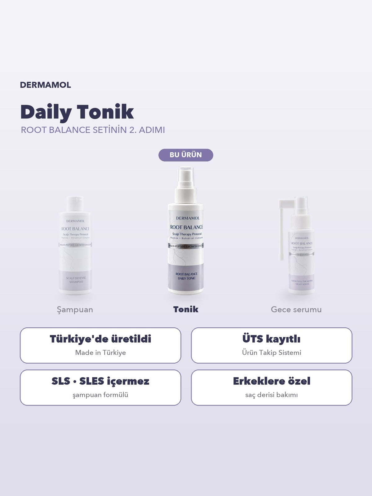 Dermamol Root Balance Daily Saç Toniği 150 ml Capixyl Procapil Bakır Peptit Hyaluronik Asit