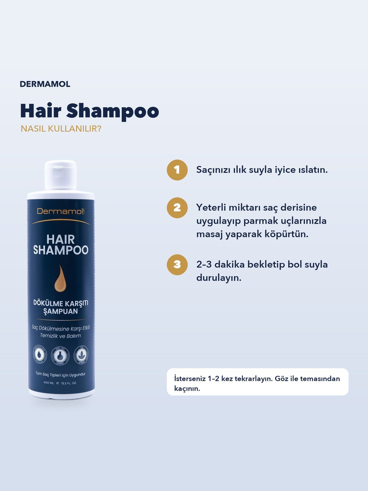 Dermamol Hair Shampoo Dökülme Karşıtı Şampuan 400 ml Redensyl Capixyl Saw Palmetto Biotin