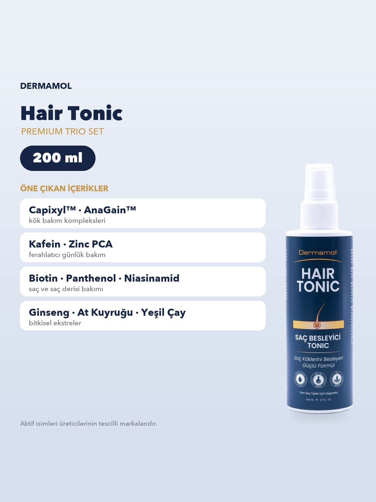 Dermamol Hair Tonic Saç Besleyici Tonik 200 ml Capixyl AnaGain Kafein Biotin Durulanmayan